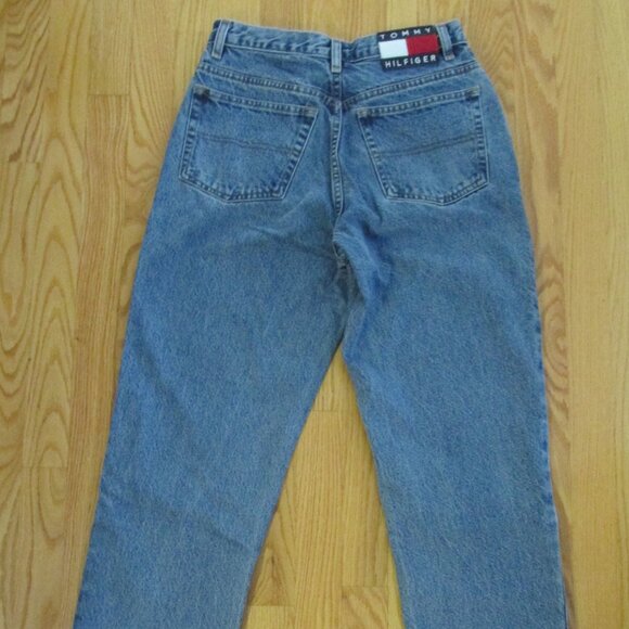 TOMMY HILFIGER WOMEN'S SIZE 6 X 27 JEANS STONE WASHED PERFECT T SPELLOUT FLAG 90 - Picture 9 of 16